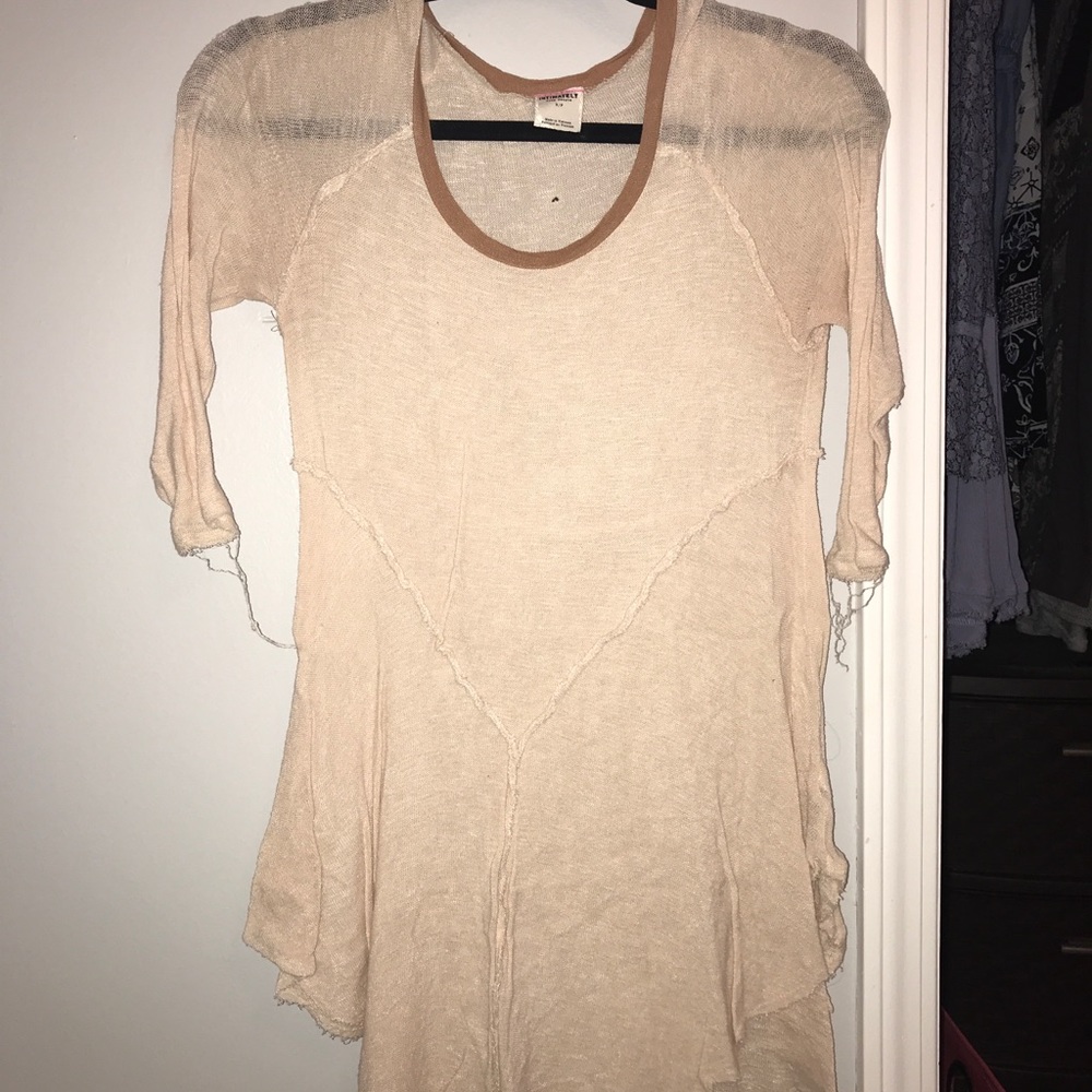 Nude-Pink Free People Babydoll Shirt